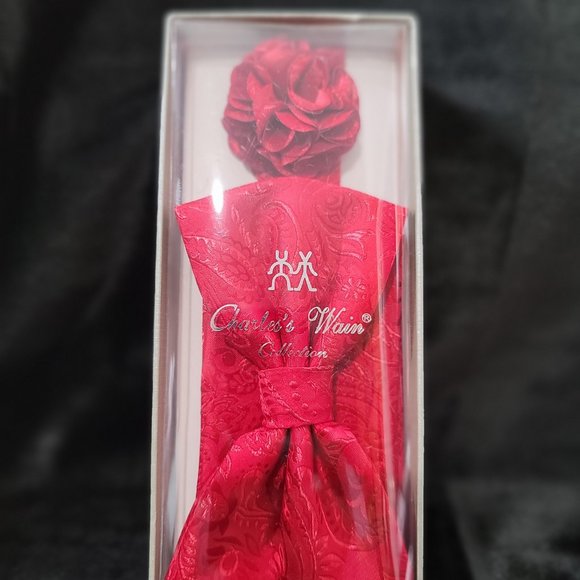3pc  Self tie  Red Bow Tie set - Picture 2 of 2